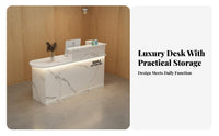 Modern Reception Desk Sturdy Construction Reception Desk Lockable Drawer Ier Checkout Counter for Customers, Office Workers, Company Lobby
