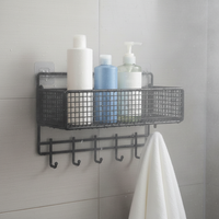 Bathroom Shower Caddy Wall Mounted Storage Shelf No-Drill Organizer for Toilet Vanity