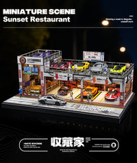 1/64停车场车库模型拼装场景展示盒男孩送礼收纳摆件亮灯一件代发