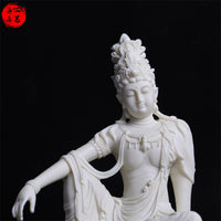 仿象牙果水月自在观音佛像中式禅意自在观世音菩萨像客厅玄关摆件