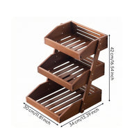3 Tier Rack with Slatted Trays Rustic Countertop Vegetable Produce Rack Convenient Kitchen Organizer for Pantry