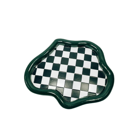 Checkerboard Tray Polished Cumulus Tray Smooth Organizer for Coffee Table, Entryway