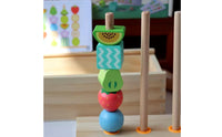 Wooden Threading Beads Fine Motor Skills Fruit Threading Toy  Sequencing Stacking Toy for Preschool