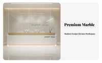 Modern LED Reception Desk Minimalist Lighting Design Welcome Desk Sturdy & Wear-Resistant for Receptionists, Beauty Salon, Training Center
