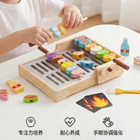 Wooden BBQ Grill Play Set for Kids Role Play