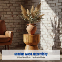 Hardwood Side Table, Vintage Wabi-Sabi Design, Handmade Creative Stool, Rustic Coffee Table Base