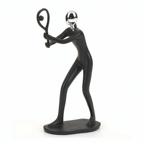 Resin Figurine with Chrome Head Stylish Art Statue Elegant for Shelf, Homeowners
