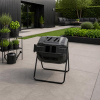 Rotating Compost Bin Metal Stand Outdoor Equipment Air Vents