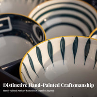 Ceramic Dinnerware Set, Bowl and Plate Gift Set, Assorted Chinese Designs, Gift for Friends or Clients, Hand-Painted