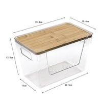 2 Pieces Clear Storage Box Space-Saving Wooden Lid Storage Box Easy to Clean
