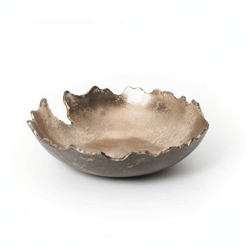 Aluminum Pedestal Bowl Reflective Bowl with Pedestal Base Decorative
