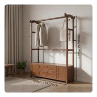 Freestanding Clothes Rack with Cabinet Large Capacity Wardrobe Organizer with Drawers and Shelves Space Saving Coat Stand with Storage for Closet