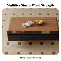 2 Pieces Nesting Coffee Table Set Minimalist Design Living Room Furniture Rounded Corners Internal Storage for Homeowners