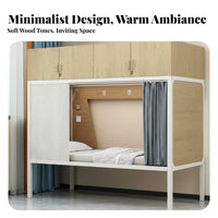 Single Storage Loft Bed Sturdy Construction Metal Frame Capsule Bed Guardrails Bedroom Furniture for Teens, Small Areas, Dorm Room, Apartment