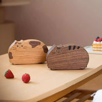 Cat Shaped Jewelry Box Wood Wooden Cat Trinket Box Portable Personal Organizer for Dresser