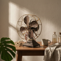 Vintage Fan Model with Pedestal Base Antique Decorative Fan Model Small Tabletop Decor for Cafes, Studios