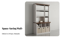 Traditional design Multi-Section Hutch with Glass Doors particle-resistantparticle-resistantresistant Design bookshelf versatile Combination bookshelf Unit Large Capacity for Book Lovers, Collectors, Homeowners, Living Room, Home Office