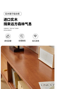 Solid Wood TV Cabinet and Coffee Table Set with Storage