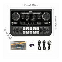 Reverb Effects Live Stream Sound Card RGB Lights Voice Changer Mixer LED Screen for Streamers, Podcasters, Gaming