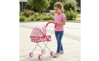 Foldable Doll strollers Metal Frame Baby Doll Pram Wheeled Children's Toy