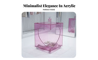Mobile C-Table Transparent Nightstand Minimalist design with casters for Bedroom, Small Spaces, Home Office