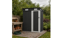 Metal Storage Shed Sloped Roof Outdoor Tool Shed Compact for Rooftop