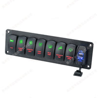 7-Gang Rocker Switch Panel for Vehicles, RVs, and Boats, 10-2V