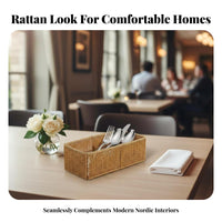 3-Compartment Cutlery Basket Woven Design Utensil holder Compartmentalized for RV