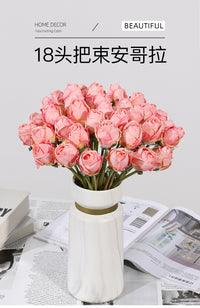 仿真花安哥拉烤边玫瑰复古假花 婚庆仿真用花新娘手捧花花材玫瑰
