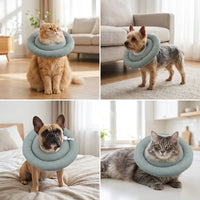Soft Textile Padded Pet Cone for Canine and Feline Recovery, Polyester Donut with Drawstring, All Seasons Unisex Anti Bite Lick After Surgery Pet