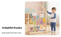 Rolling House-Shaped Clothes Rack Space-Saving kids' Clothes Rack Portable Sturdy Construction for Parents, Nursery, Bedroom