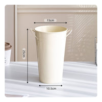Iron Flower Bucket Double Handles Metal Bucket Vase Dried Flowers Double-Handle Vase for Wedding