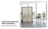 Mobile 4-Panel Room separater Freestanding Folding Landscape Screen Privacy fabrication Partition Furniture Portable for Interior Designers, Office Workers, Bedroom, Tea House, Studio Apartment, Restaurant