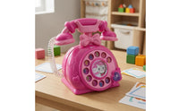 Retro Toy Telephone Vintage-Inspired Rotary-Style Toy Phone Pretend Play Telephone Decorative Bow Coiled Cord for Children