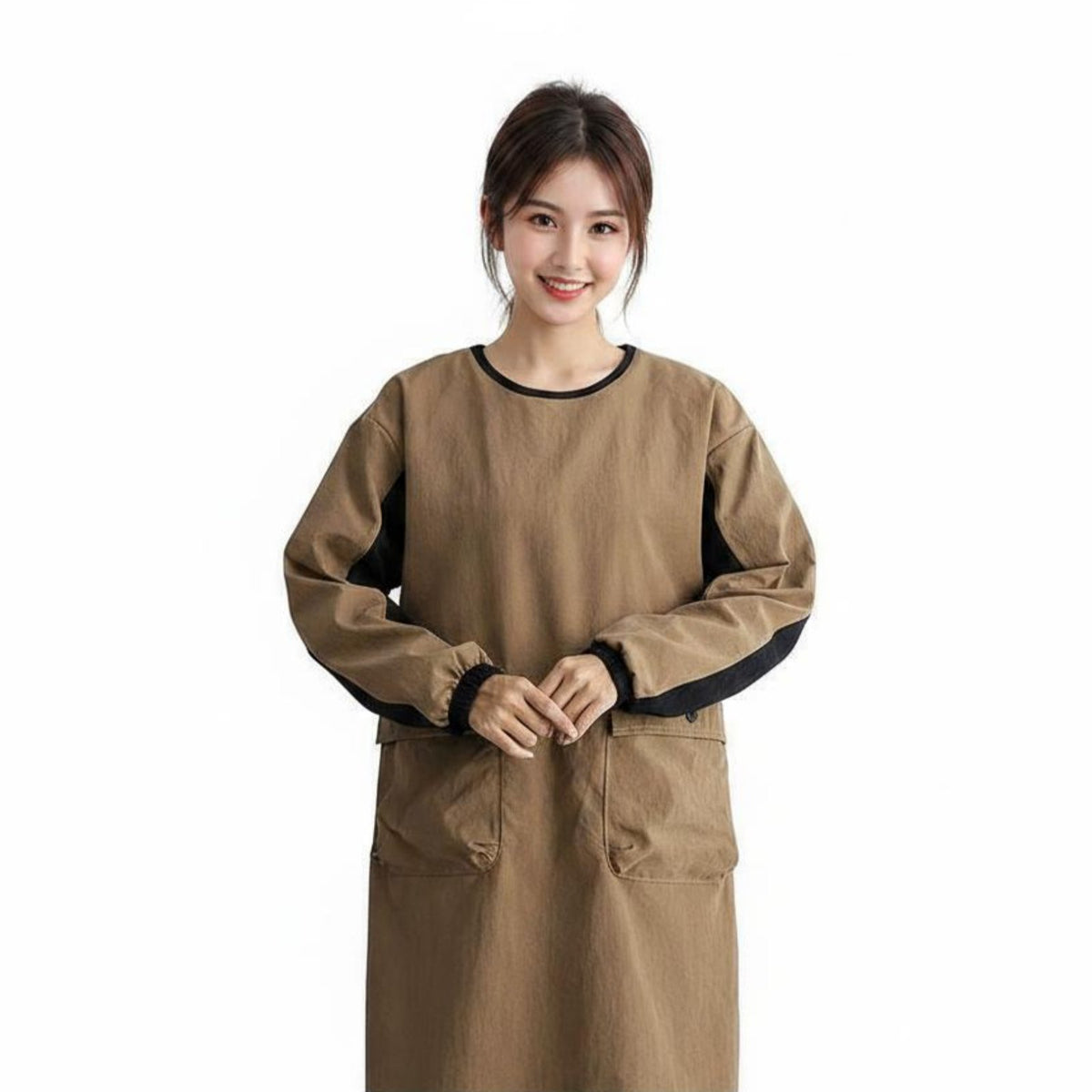 Long Sleeve Smock Water Resistant Waterproof Work Gown Resistant Full Coverage Apron for Chefs, Artists, Cafe