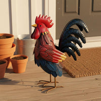 Metal Cock Statue Outdoor Iron Cock Sculpture Farm Theme