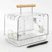 Portable Acrylic Bird Cage, Rectangular Acrylic Cage with Grate and Tray, Mobile Avian Cage for Parrot Trips, Indoor Outdoor Portable Bird Cage