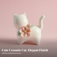 Cute Design Ceramic Cat Statue Light Luxury Design Porcelain Kitten Figurine Excellent Workmanship for Children, Living Room, Shelf
