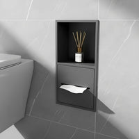 Wall Niche Recessed Tissue Box, 304 Stainless Steel, Bathroom Embedded Toilet Paper Holder, Double Tier, Waterproof