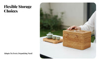 Lidded Rattan container with Handle Portable Design for Camping, Home Decorators