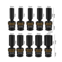 10 Pieces Rotating Drive Tool Set 360° Rotation Universal Joint Socket Set 6 Point Design for Technicians, Car Repair