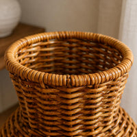 Rattan Vase Minimalist Wicker Flower Basket Artistic Weave for Tabletop
