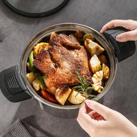 Micro Steam Cooker Anti-Overflow Multi-Functional Pressure Pot Easy to Clean Stainless Steel Stew Pot for Families, Beginners