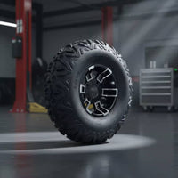 4 Pieces All Terrain ATV Tire Wheel Sturdy Aluminum Rugged-Pavement Rim Tire Wear Resistant ATV Wheel Rim Enhanced Traction for Rugged-Road Vehicle Owners, Beach, Mud