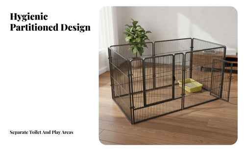 Secure Door Lock Indoor Pet Playpen with Gate Multiple Configurations Modular Dog Fence Easy Assembly Foldable Metal Dog Pen Sturdy Construction for Medium Dogs, Young Dogs