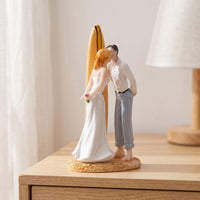 Wedding Cake Topper with surfboards Hand-Painted Adorno Para Pastel Boda Pintado a Mano Statue for Newlyweds
