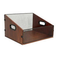 Wooden Storage Bin with Mesh Breathable Open-Front Desk Organizer Rustic