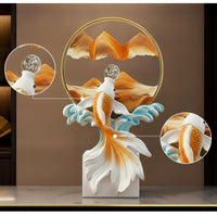 Fish Figurine Small Living Room Table Glossy Aquatic Sculpture with Base Durable Sturdy Design Unique Layered Texture Suitable for Wine Cabinet TV Cabinet Entryway Gift Giving