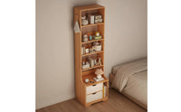Nightstand Bookshelf Combo Multi-Functional Tall Bedside Bookshelf Space Saving
