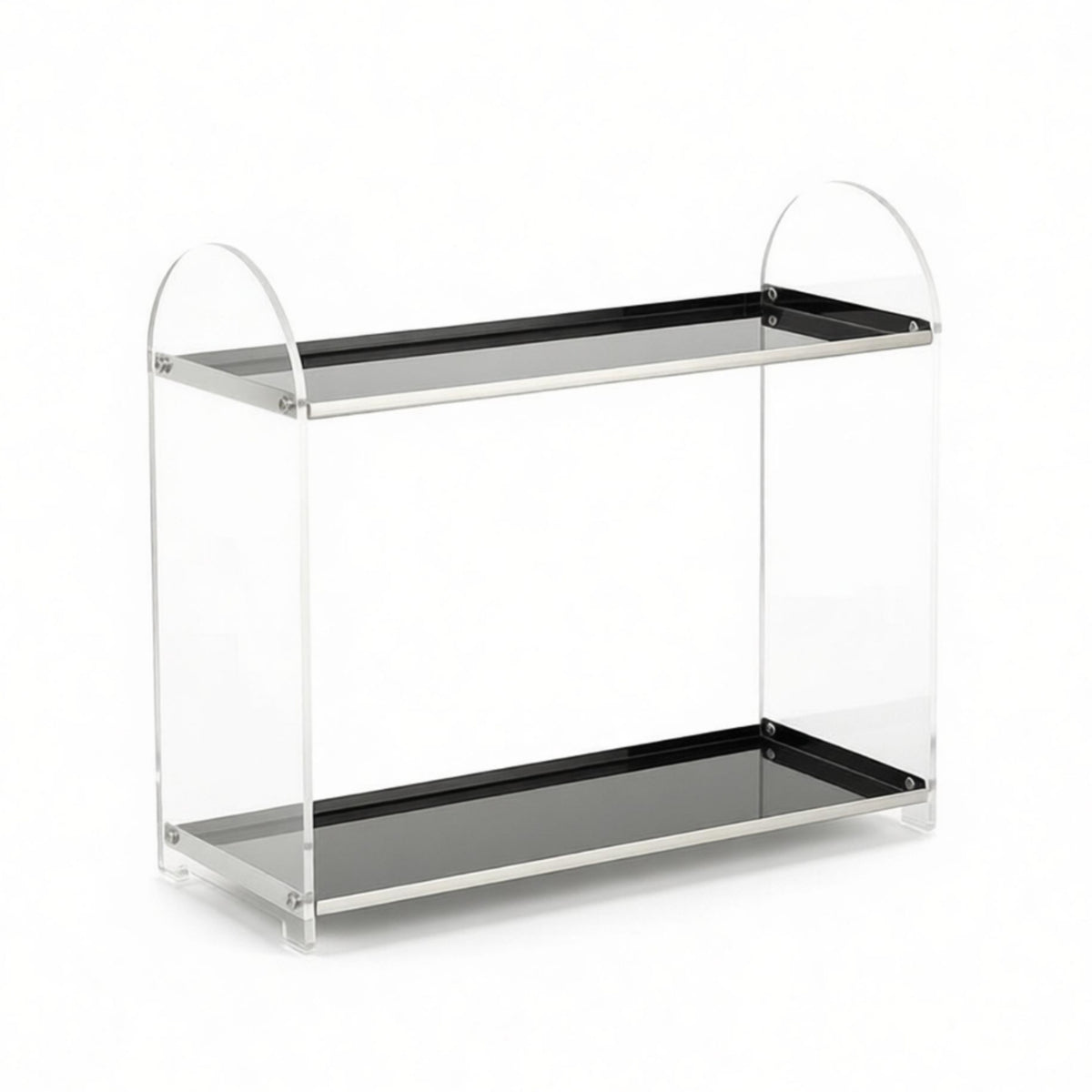 Two-Tier Rack with Transparent Panels Clear Countertop Organizer for Coffee Bar